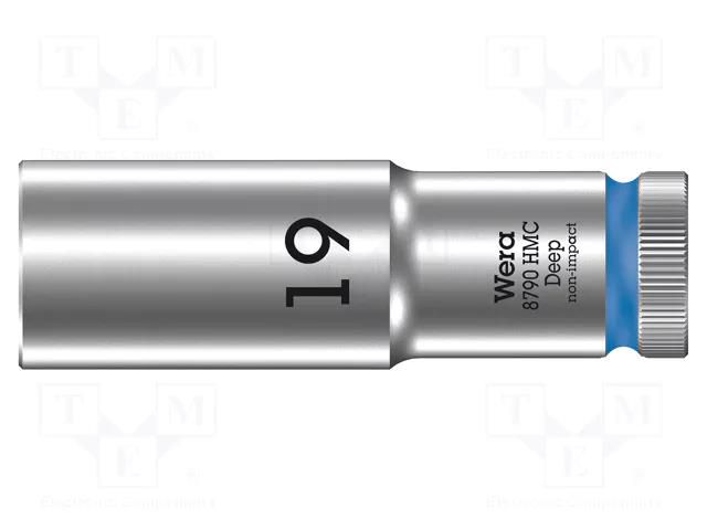Socket; 6-angles,socket spanner; HEX 19mm; 1/2"; 8790 HMC Deep WERA WERA.05004559001