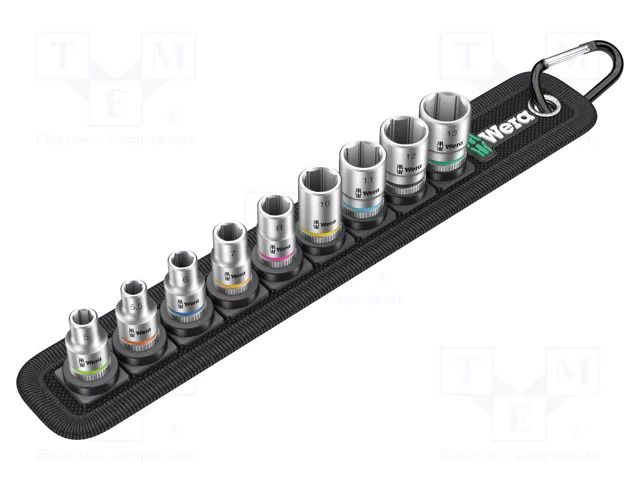 Wrench-set; 6-angles,socket spanner; 1/4"; 9pcs. WERA WERA.BELT/A4