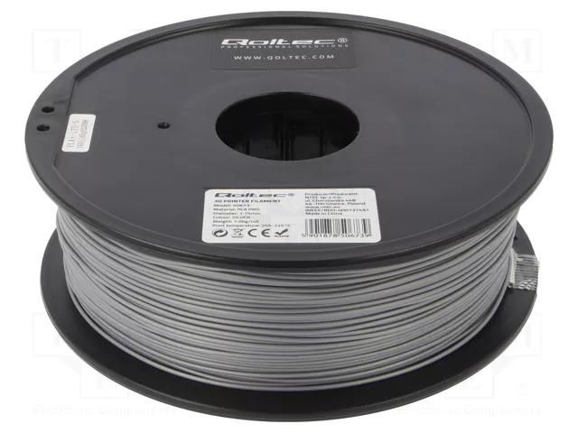 Filament: PLA PRO; Ø: 1.75mm; silver; 205÷225°C; 1kg QOLTEC Q-PLA-PRO-1.75/SIL