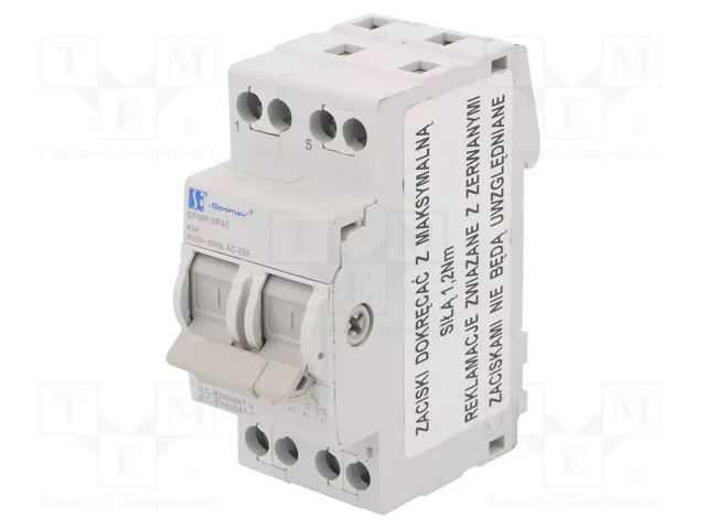Module: mains-generator switch; Poles: 2; 240/415VAC; 40A; IP20 SPAMEL SPMP-2P40