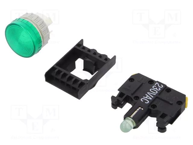 Control lamp; 22mm; ST22; -25÷70°C; Illumin: LED; Ø22mm; IP65; green SPAMEL ST22-LZ-230-LED-AC