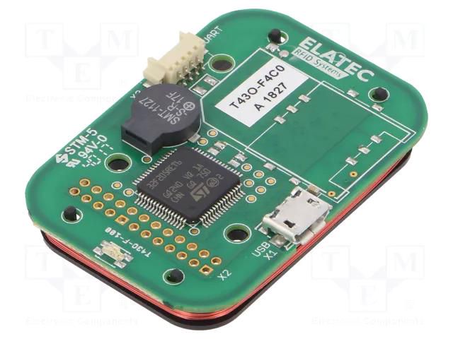 RFID reader; 4.3÷5.5V; antenna; Range: 100mm; 50x35x7mm; 120mA ELATEC T43O-F4C0