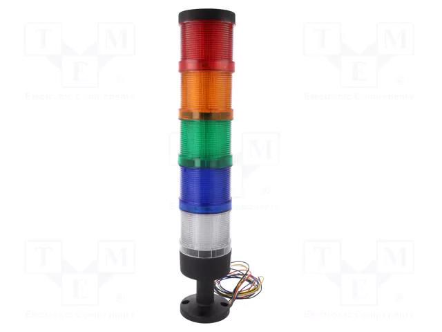 Signalling column; red/orange/green/blue/white; LED; 230VAC SPAMEL LT70-5-230