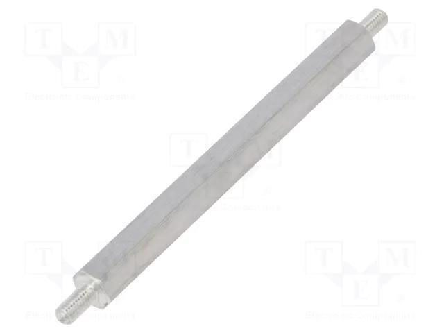 Screwed spacer sleeve; 60mm; Ext.thread: M3; hexagonal; aluminium DREMEC TMM-M3X60/DR435