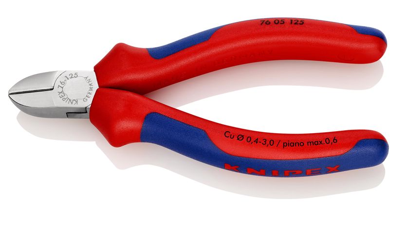 KNIPEX 76 05 125 Diagonal Cutter for electromechanics with multicomponent handles chrome-plated 125 mm 76 05 125 4003773005315