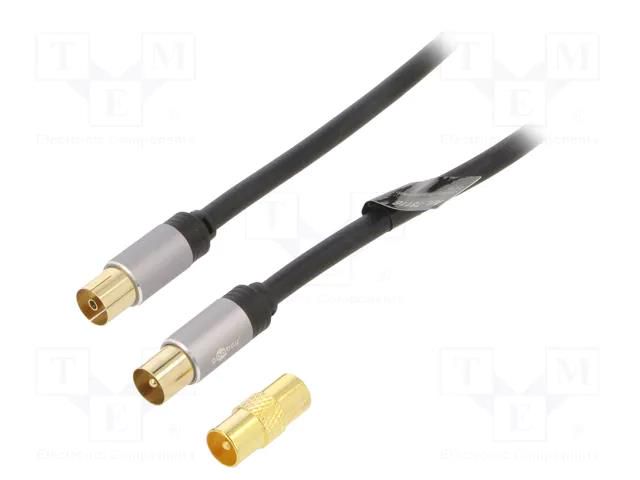 Cable; 5m; coaxial 9.5mm socket,coaxial 9.5mm plug; PVC; black GOOBAY GOOBAY-PLUS-78355