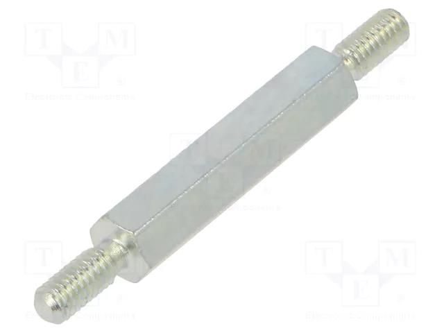 Screwed spacer sleeve; 18mm; Ext.thread: M2,5; hexagonal; steel DREMEC TMM-M2.5X18/DR4212