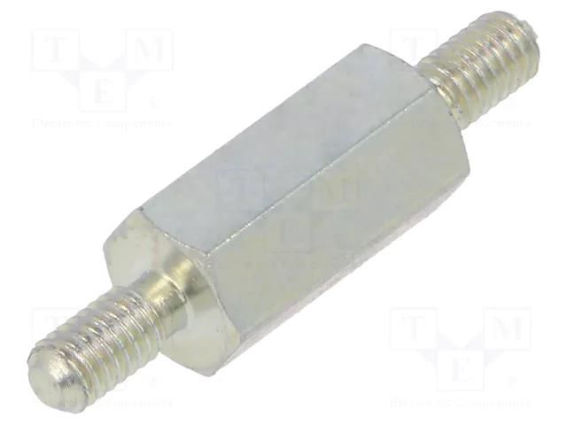 Screwed spacer sleeve; 12mm; Ext.thread: M3; hexagonal; steel DREMEC TMM-M3X12/DR425