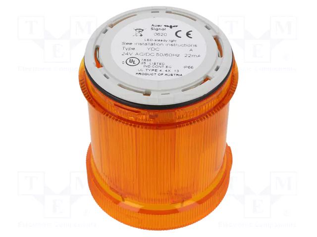 Module: light signaller; orange; LED; 24VDC; 24VAC; IP66; Ø63x76mm AUER SIGNAL 901011405