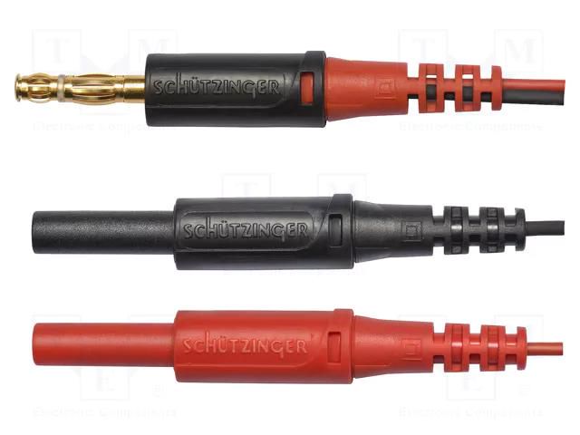 Test lead; 60VDC; 30VAC; 10A; banana plug 4mm x2,both sides SCHÜTZINGER AL861810-SW-RT