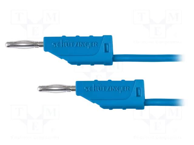 Test lead; 70VDC; 33VAC; 10A; banana plug 2mm,both sides; blue SCHÜTZINGER MFK110.510-BL