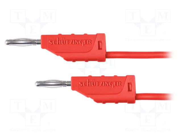 Test lead; 70VDC; 33VAC; 10A; banana plug 2mm,both sides; red SCHÜTZINGER MFK110.550-RT