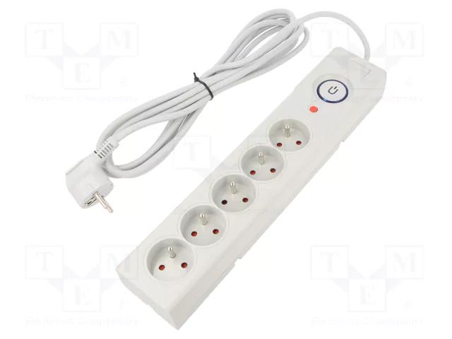 Plug socket strip: protective; Sockets: 5; 250VAC; 10A; grey; 5m ARMAC Z5/50/SZ