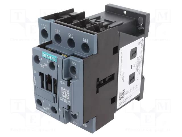 Contactor: 4-pole; NO x4; Auxiliary contacts: NO + NC; 110VAC SIEMENS 3RT2325-1AF00