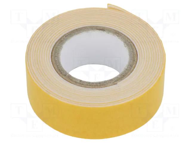 Fastening tape; double-sided; white; W: 19mm; L: 1.5m EUROTAPE DALPO-19/1.5IN