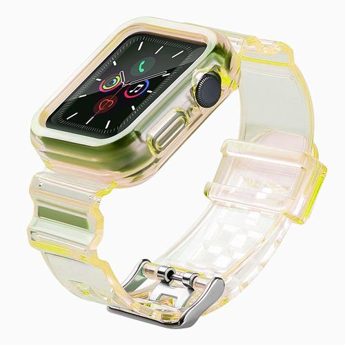 Silicone Band Strap Bracelet Case Strap Light Set for Apple Watch 44mm - Yellow, Hurtel 9145576223727