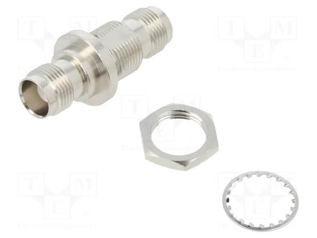 Coupler; straight; 50Ω; gold-plated; POM; TNC female,both sides AMPHENOL RF 122340