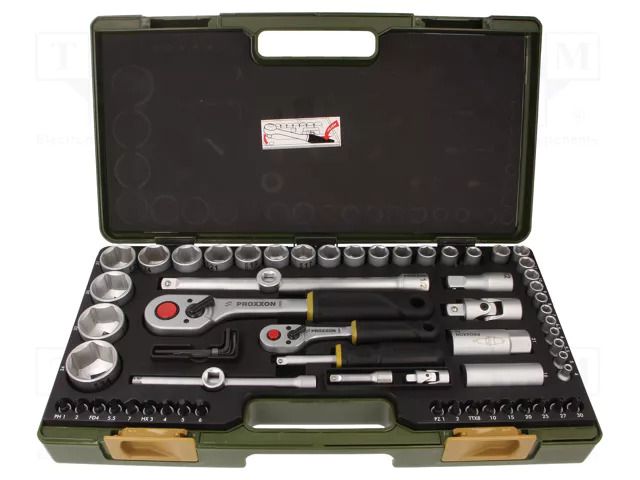 Wrench-set; 6-angles,socket spanner; Mounting: 1/2",1/4"; 56pcs. PROXXON PR23286