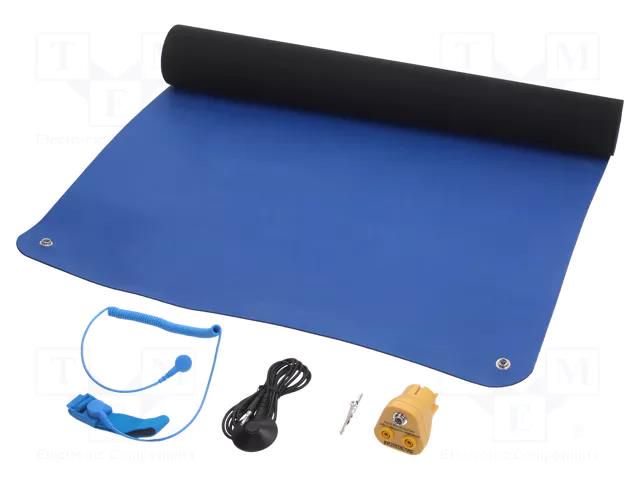 Mat: table set; ESD; L: 1.2m; W: 0.6m; Thk: 2mm; blue (dark) STATICTEC PRT-STW434010