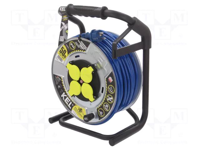 Extension lead; 3x2.5mm2; reel,with non-rotating sockets; PUR KEL W-99283