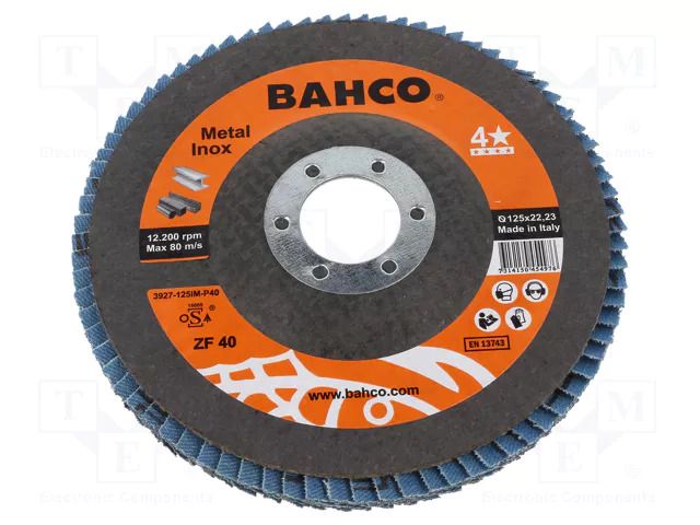 Flap grinding wheels; Ø: 125mm; Granularity: 40; 22.23mm; Class: 4* BAHCO SA.3927-125IM-P40