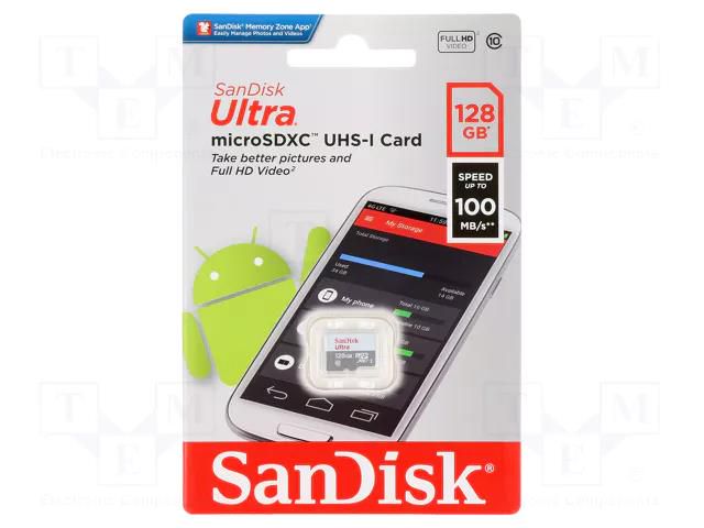 Memory card; Android; microSDXC; R: 100MB/s; Class 10 UHS U1 SANDISK SDSQUNR-128G-GN6MN