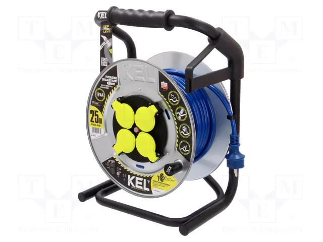 Extension lead; 3x1.5mm2; reel,with non-rotating sockets; PUR KEL W-99255