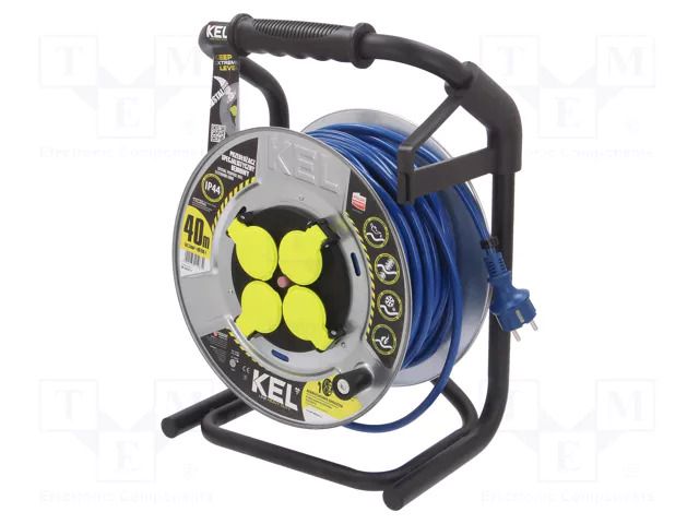 Extension lead; 3x1.5mm2; reel,with non-rotating sockets; PUR KEL W-99271