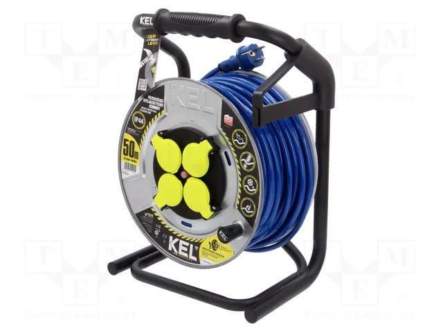 Extension lead; 3x1.5mm2; reel,with non-rotating sockets; PUR KEL W-99279