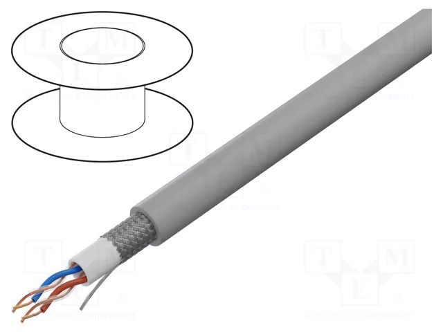 Wire: microphone cable; 2x2x0.22mm2; grey; OFC; -15÷70°C TASKER TAS-C287-GY