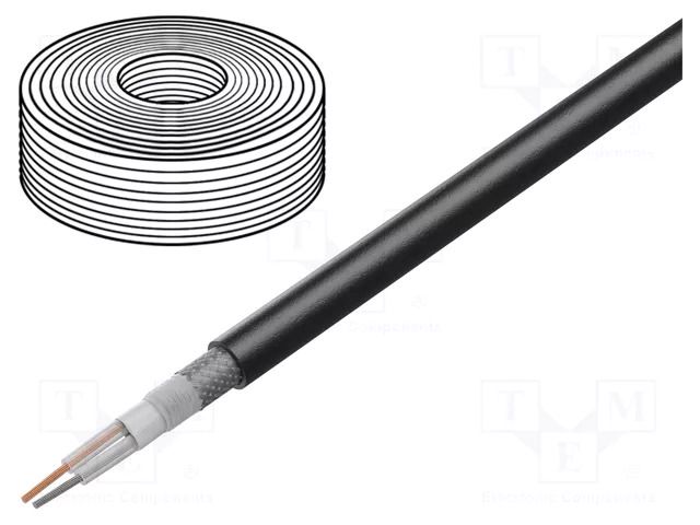 Wire: microphone cable; 2x0.35mm2; black; OFC; -40÷80°C TASKER TAS-C128-BLACK-PUR