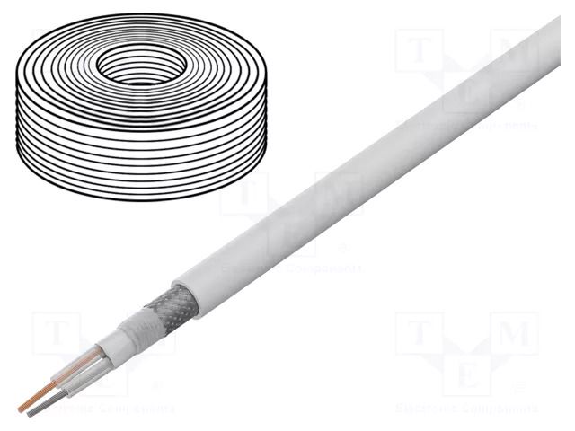 Wire: microphone cable; 2x0.35mm2; white; OFC; -15÷70°C TASKER TAS-C128-WHITE