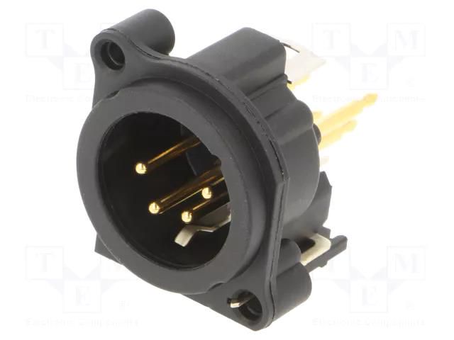 Connector: XLR; socket; male; PIN: 4; straight; THT; black; 6A NEUTRIK NTR-NC4MAV
