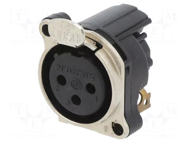 Connector: XLR; socket; female; PIN: 3; angled 90°; THT; silver; 6A NEUTRIK NTR-NC3FBH1