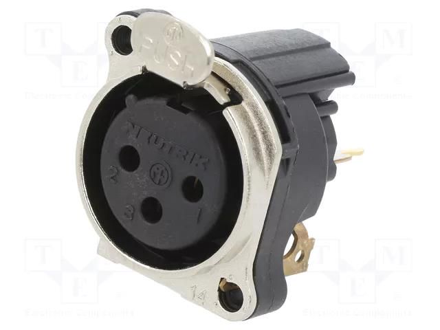 Connector: XLR; socket; female; PIN: 3; straight; with push button NEUTRIK NTR-NC3FBV1