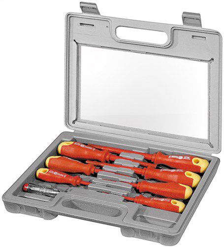 Insulated Screwdriver Set, 8 Pcs. - carefully selected screwdriver set with test light 77113