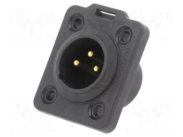 Connector: XLR; socket; male; PIN: 3; straight; soldering; black; 6A NEUTRIK NTR-NC3MDX-TOP