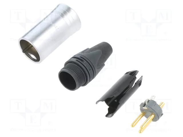 Connector: XLR; plug; male; XX-HE; 16A; PIN: 3; straight; for cable NEUTRIK NTR-NC3MXX-HE