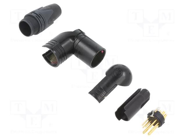 Connector: XLR; plug; male; PIN: 10(2+8); angled 90°; swivel; 3A,16A NEUTRIK NTR-NC10MRX-14-B