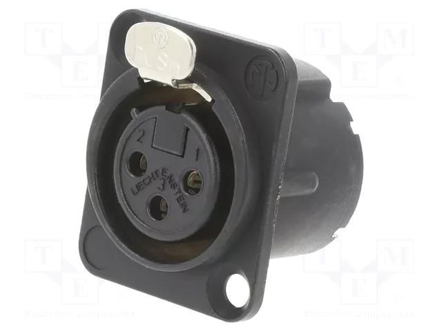 Connector: XLR; socket; female; PIN: 3; straight; with push button NEUTRIK NTR-NC3FD-LX-BAG