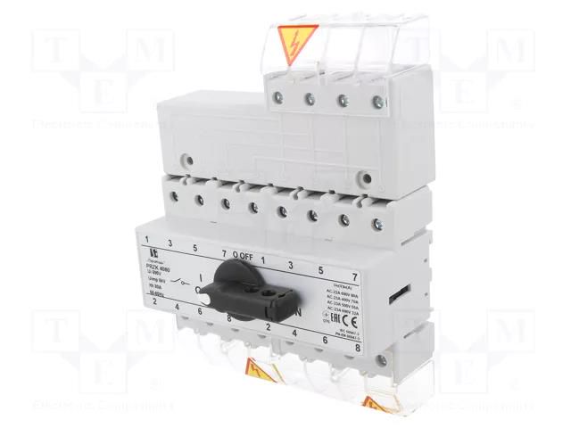 Switch: mains-generator; Stabl.pos: 3; 80A; I-0-II; Poles: 4 SPAMEL PRZK-4080-W02