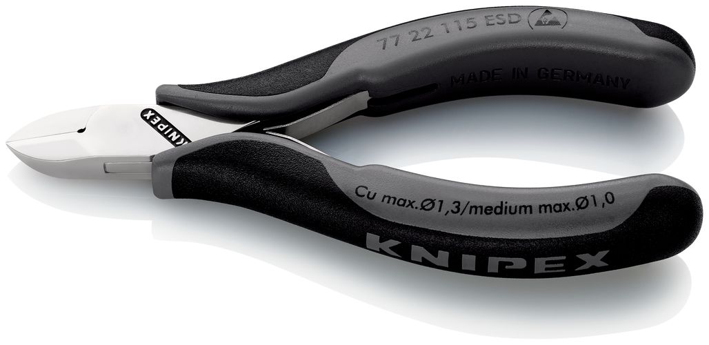 KNIPEX 77 22 115 ESD Electronics Diagonal Cutters ESD with box joint with multi-component handles 115 mm 77 22 115 ESD 4003773025115