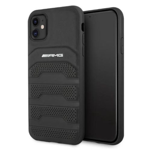 AMG AMHCN61GSEBK iPhone 11 6.1 &quot;black / black hardcase Leather Debossed Lines, Mercedes 3666339014261 3666339014261