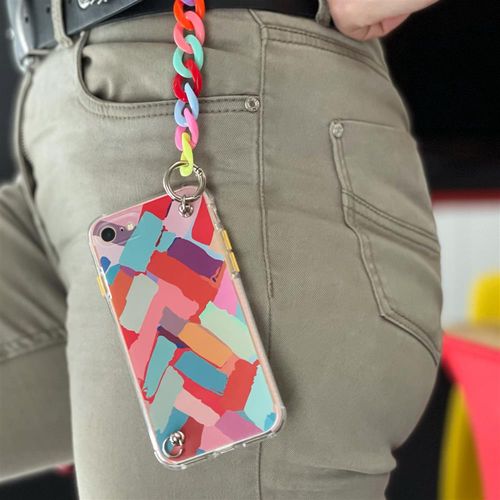 Color Chain Case gel flexible elastic case cover with a chain pendant for iPhone XS / iPhone X multicolour, Hurtel 5907769326219 5907769326219