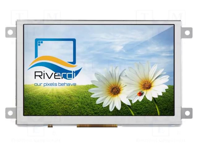 Display: TFT; 5"; 800x480; Illumin: LED; Dim: 121.5x76.6x7.6mm; EVE2 Riverdi SM-RVT50AQFFWN00