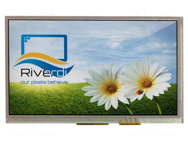 Display: TFT; 7"; 800x480; Illumin: LED; Dim: 165.6x100.6x11.18mm Riverdi SM-RVT70AQFNWR00