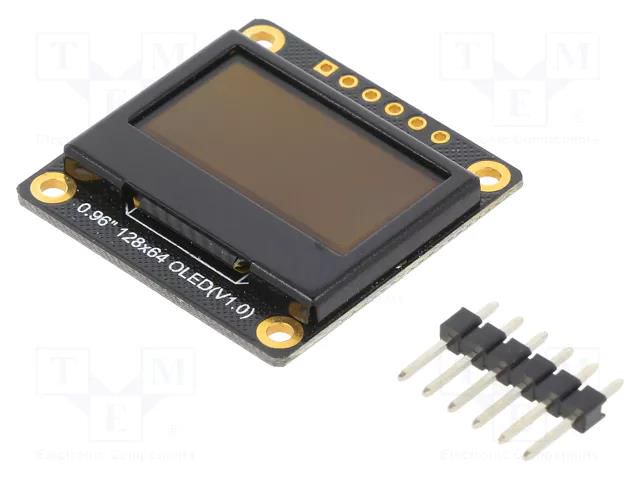 Display: OLED; 0.96"; 128x64; 30x30mm; Interface: I2C,SPI; 180cd/m2 DFROBOT DF-DFR0650