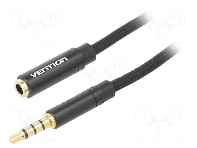 Cable; Jack 3.5mm 4pin socket,Jack 3,5mm 4pin plug; 2m; black VENTION BHBBH