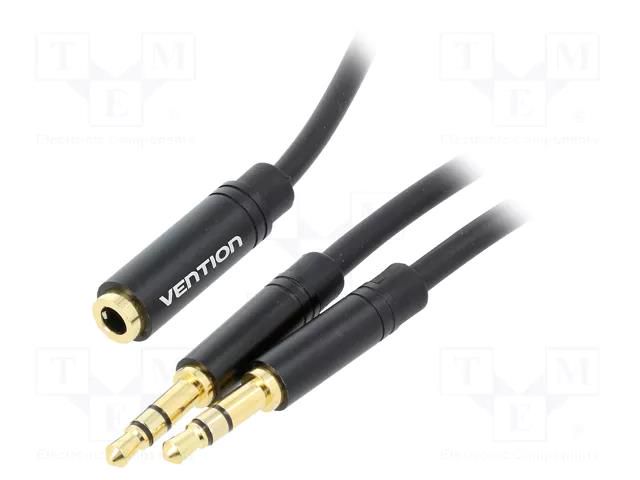 Cable; Jack 3.5mm 3pin socket,Jack 3.5mm 3pin plug x2; 1m VENTION BBUBF