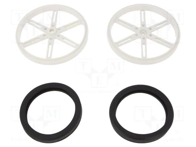 Wheel; white; Shaft: knurled; push-in,screw; Ø: 90mm; W: 10mm; 2pcs. POLOLU POLOLU-4939